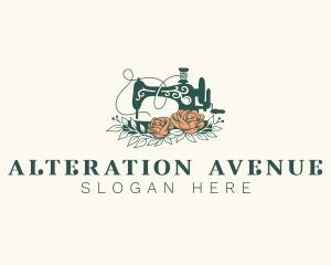 Floral Sewing Machine Tailoring logo design