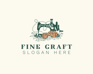 Floral Sewing Machine Tailoring logo design