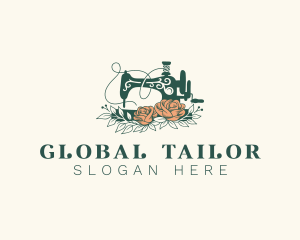 Floral Sewing Machine Tailoring logo design