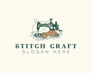 Floral Sewing Machine Tailoring logo design