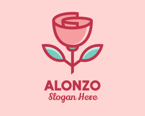 Origami Paper Rose Flower  logo design