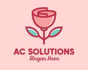 Origami Paper Rose Flower  logo design