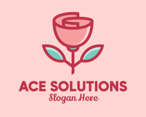 Origami Paper Rose Flower  logo design