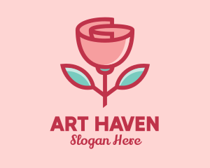 Origami Paper Rose Flower  logo design