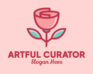 Origami Paper Rose Flower  logo design