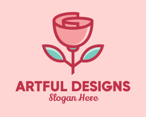 Origami Paper Rose Flower  logo design