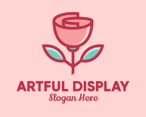 Origami Paper Rose Flower  logo design