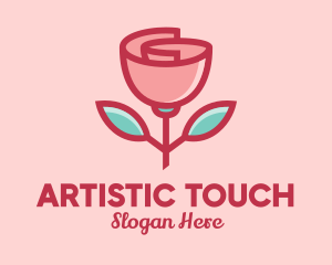 Origami Paper Rose Flower  logo design