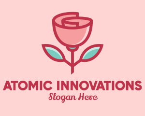 Origami Paper Rose Flower  logo design