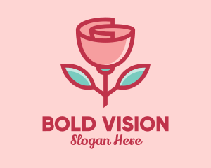 Origami Paper Rose Flower  logo design