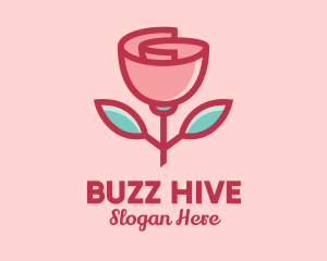 Origami Paper Rose Flower  logo design