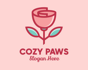 Origami Paper Rose Flower  logo design