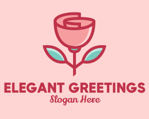 Origami Paper Rose Flower  logo design