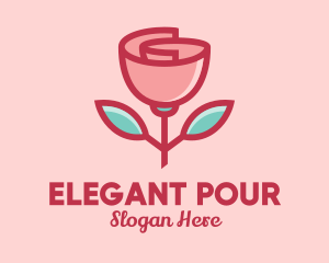 Origami Paper Rose Flower  logo design