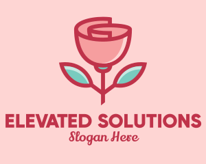 Origami Paper Rose Flower  logo design