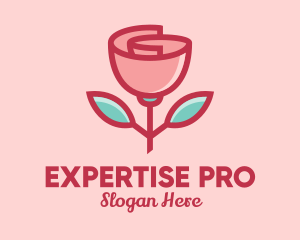 Origami Paper Rose Flower  logo design