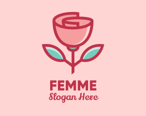 Origami Paper Rose Flower  logo design