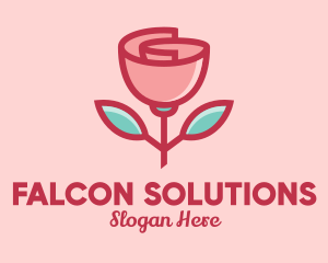 Origami Paper Rose Flower  logo design