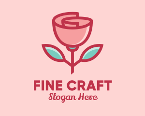 Origami Paper Rose Flower  logo design