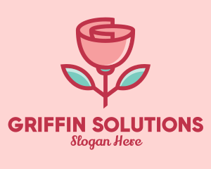 Origami Paper Rose Flower  logo design