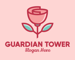 Origami Paper Rose Flower  logo design