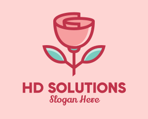 Origami Paper Rose Flower  logo design