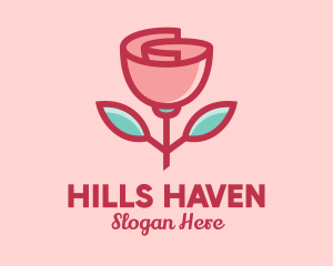 Origami Paper Rose Flower  logo design