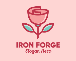 Origami Paper Rose Flower  logo design