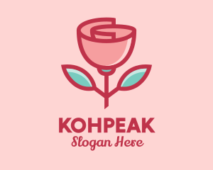 Origami Paper Rose Flower  logo design