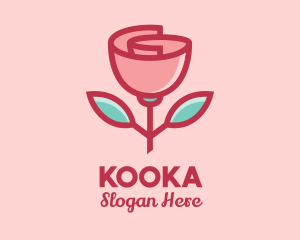 Origami Paper Rose Flower  logo design