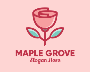 Origami Paper Rose Flower  logo design