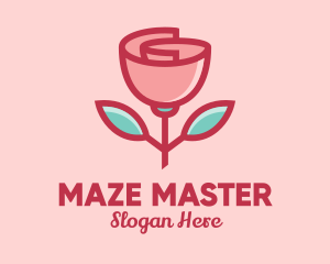 Origami Paper Rose Flower  logo design