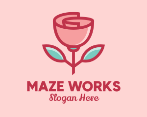 Origami Paper Rose Flower  logo design