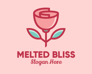 Origami Paper Rose Flower  logo design