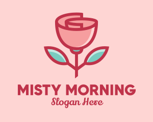 Origami Paper Rose Flower  logo design