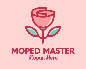 Origami Paper Rose Flower  logo design