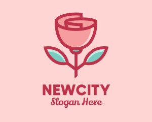 Origami Paper Rose Flower  logo design