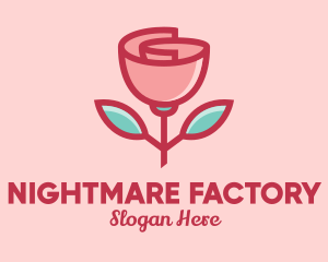 Origami Paper Rose Flower  logo design