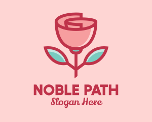 Origami Paper Rose Flower  logo design