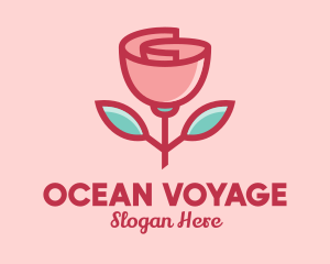 Origami Paper Rose Flower  logo design