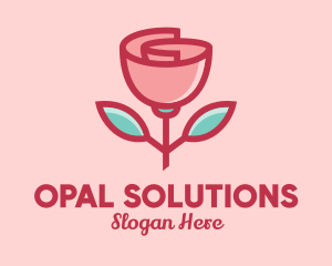 Origami Paper Rose Flower  logo design