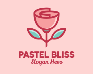 Origami Paper Rose Flower  logo design