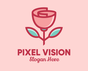 Origami Paper Rose Flower  logo design