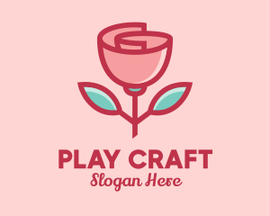 Origami Paper Rose Flower  logo design