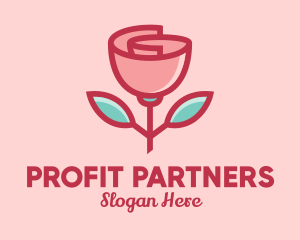 Origami Paper Rose Flower  logo design