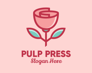 Origami Paper Rose Flower  logo design