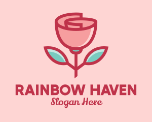 Origami Paper Rose Flower  logo design