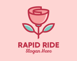 Origami Paper Rose Flower  logo design