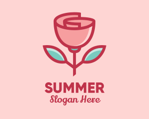 Origami Paper Rose Flower  logo design