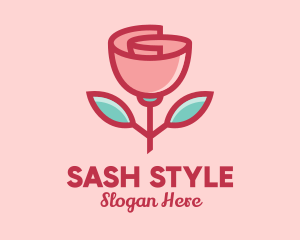 Origami Paper Rose Flower  logo design